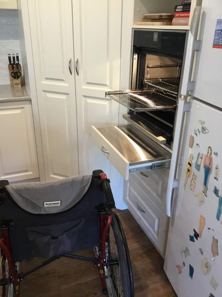 Wheelchair in kitchen